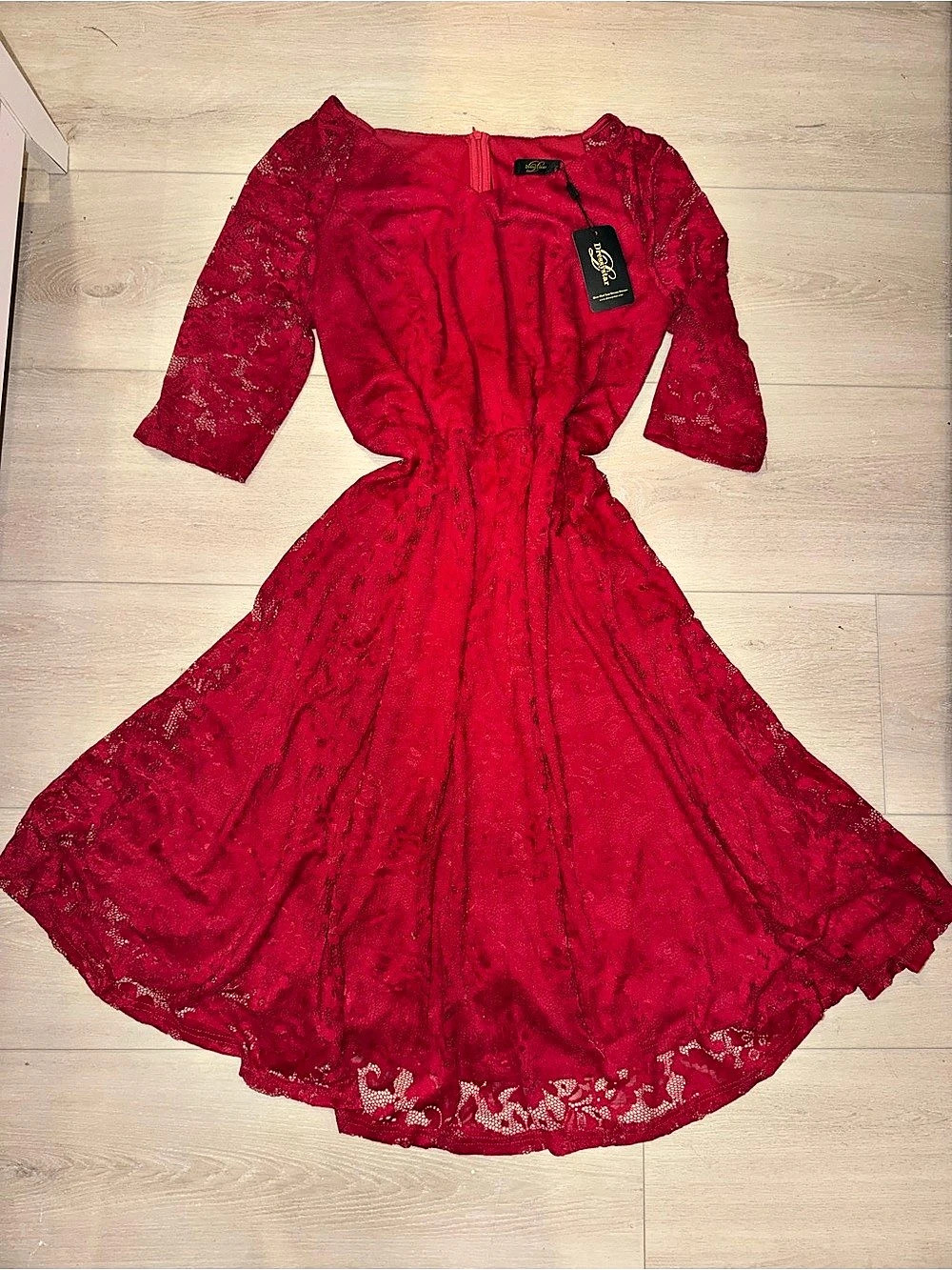 Jellici Lace Maxi Dress in Red NWT